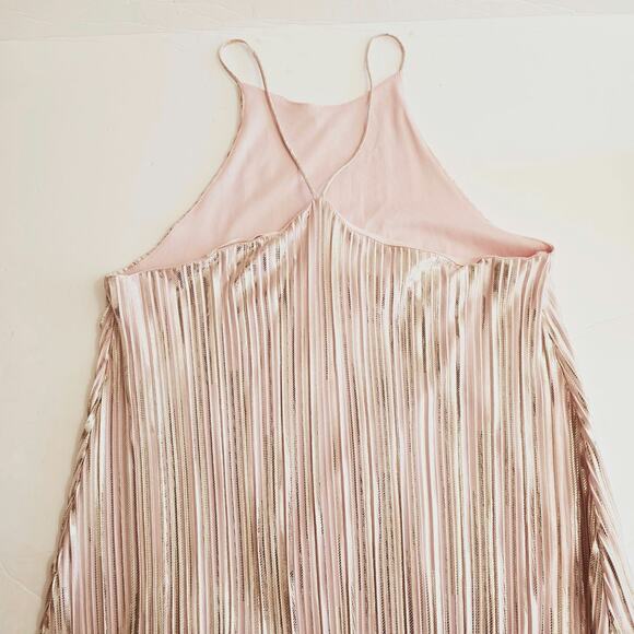 NWT The Impeccable Pig Champagne Pink Silver Plisse Slip Dress Shimmer Size S - Picture 10 of 10